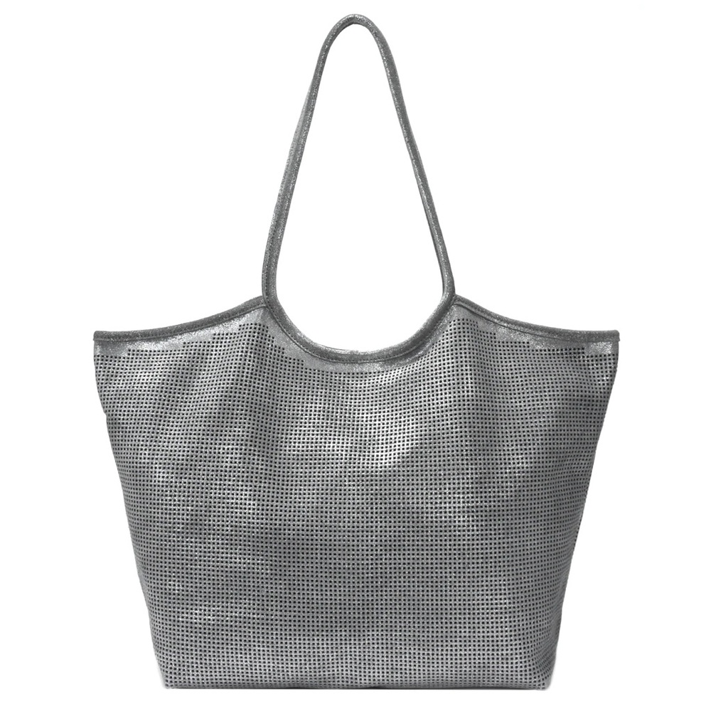Monserat De Lucca Metallic Silver Mesh Shoulder Bag